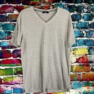 Vince Short Sleeve V-Neck Stripe Casual Cotton Tee Shirt Large